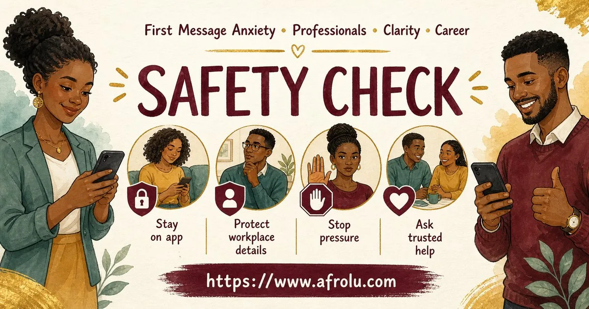 First Message Anxiety: Send a Doorway, Not an Audition for Professionals: Clarity-first in Career-Heavy Seasons: Afrolu safety checklist