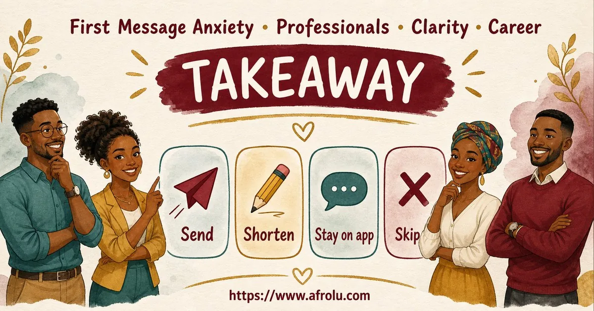 First Message Anxiety: Send a Doorway, Not an Audition for Professionals: Clarity-first in Career-Heavy Seasons: Afrolu practical takeaway