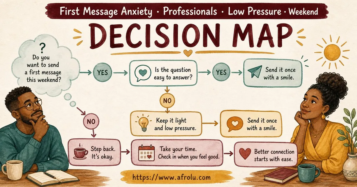 First Message Anxiety: Send a Doorway, Not an Audition for Professionals: Low-pressure in Weekend-First Dating: Afrolu decision path
