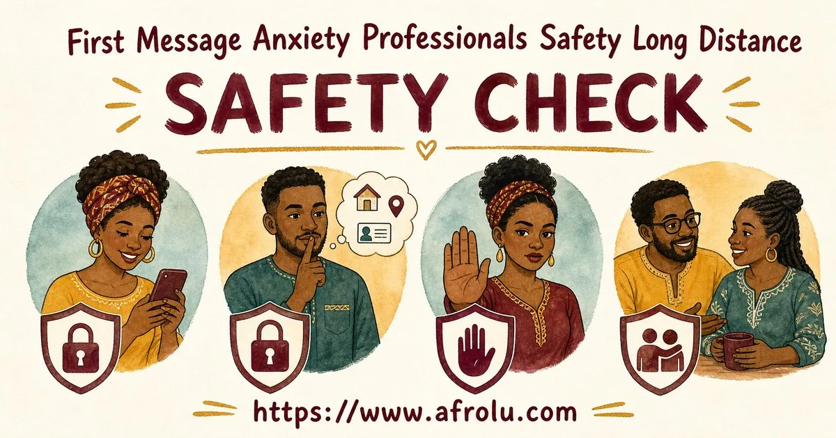 First Message Anxiety: Send a Doorway, Not an Audition for Professionals: Safety-first in Distance-Aware Dating: Afrolu safety checklist