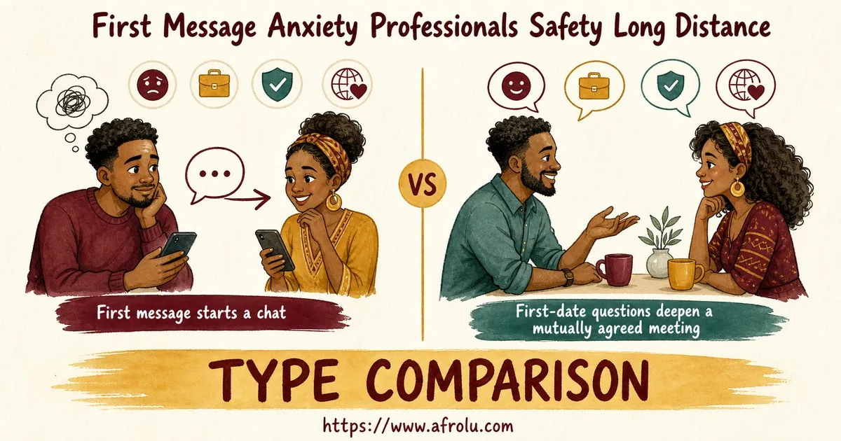 First Message Anxiety: Send a Doorway, Not an Audition for Professionals: Safety-first in Distance-Aware Dating: Afrolu nearby concept comparison