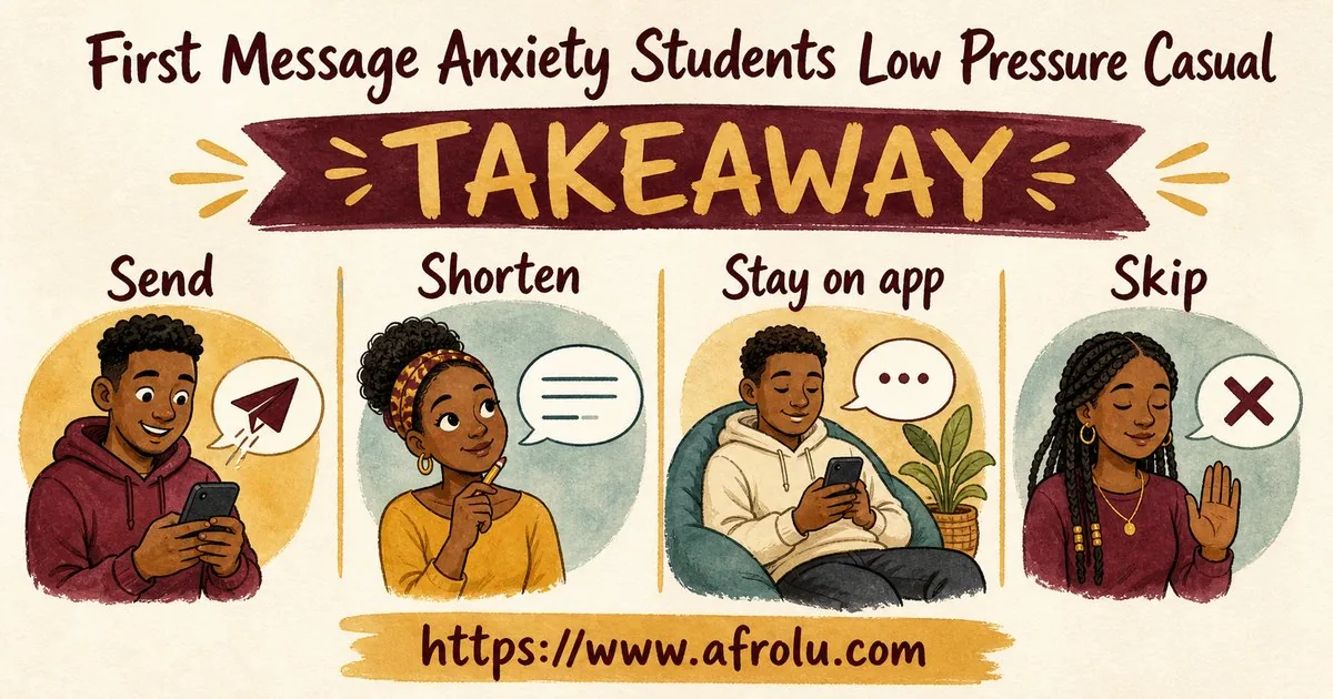 First Message Anxiety: Send a Doorway, Not an Audition for Students: Low-pressure in Casual-But-Honest Dating: Afrolu practical takeaway