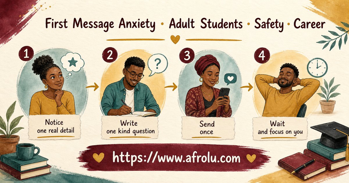 First Message Anxiety: Send a Doorway, Not an Audition for Students: Safety-first in Career-Heavy Seasons: Afrolu overview illustration