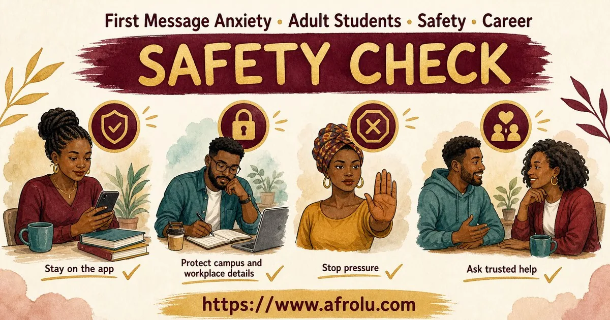 First Message Anxiety: Send a Doorway, Not an Audition for Students: Safety-first in Career-Heavy Seasons: Afrolu safety checklist