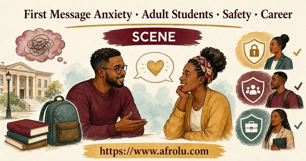 First Message Anxiety: Send a Doorway, Not an Audition for Students: Safety-first in Career-Heavy Seasons: Afrolu real-life scene