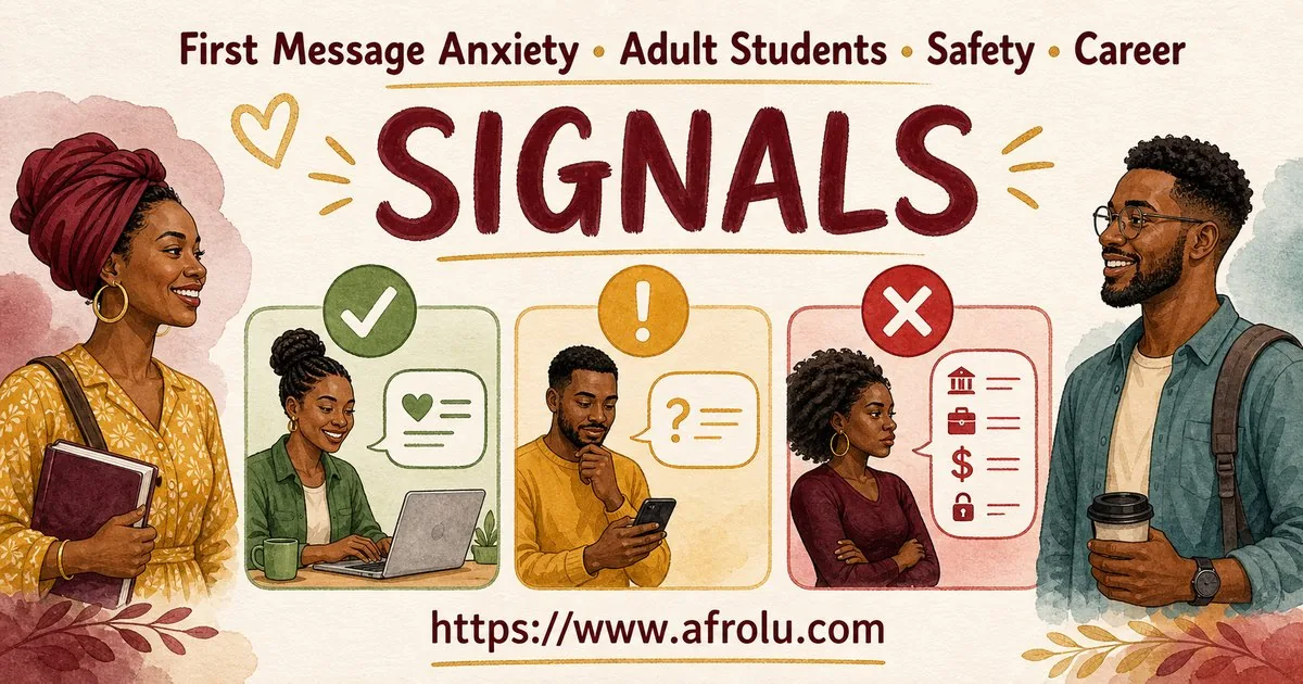 First Message Anxiety: Send a Doorway, Not an Audition for Students: Safety-first in Career-Heavy Seasons: Afrolu signal checklist