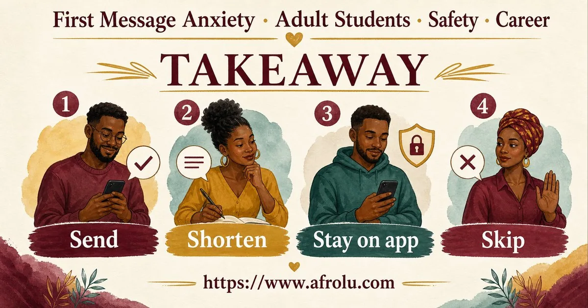 First Message Anxiety: Send a Doorway, Not an Audition for Students: Safety-first in Career-Heavy Seasons: Afrolu practical takeaway
