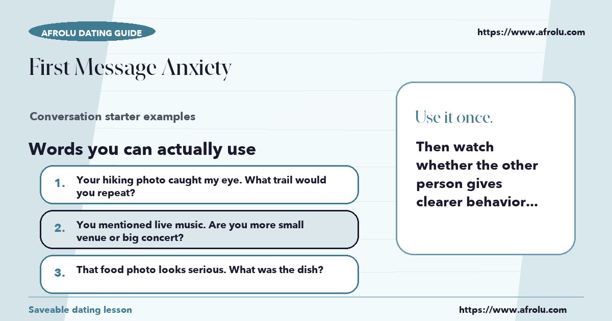 Hands-on sample messages for first message anxiety