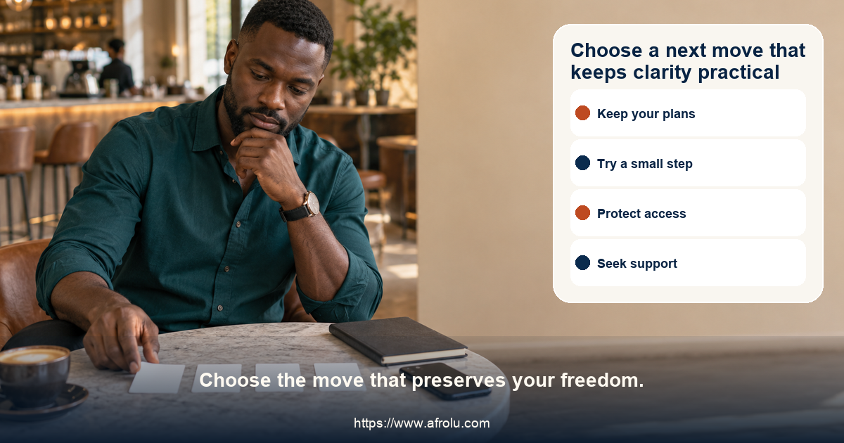 Equal-choice adult dating action board offers confirm, release the plan, keep location private, meet publicly, pause, decline money, end contact, and seek support