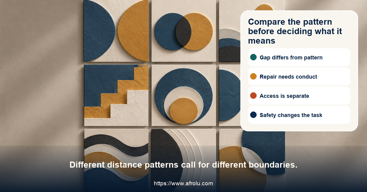 Nine-panel adult dating comparison contrasts an open plan, pace difference, return, gradual trust, privacy pressure, financial request, unwanted pursuit, and fear