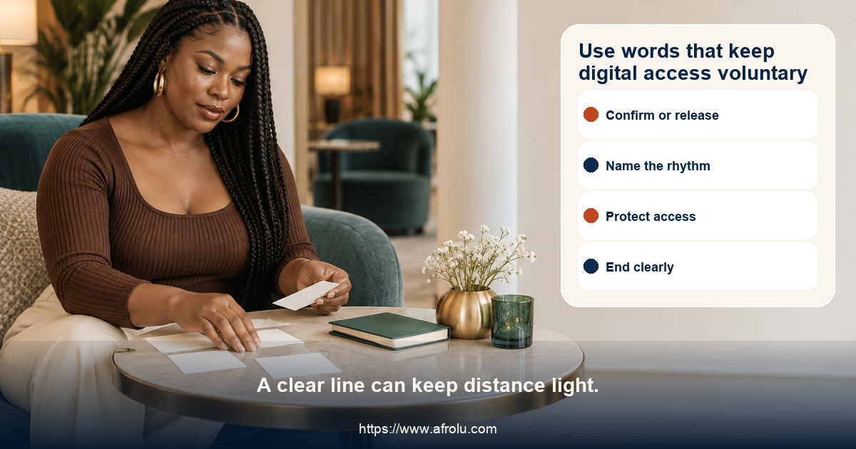 Twelve complete adult dating scripts cover a planned call, contact rhythm, digital privacy, independent travel, current consent, money, a return, and no-contact boundaries