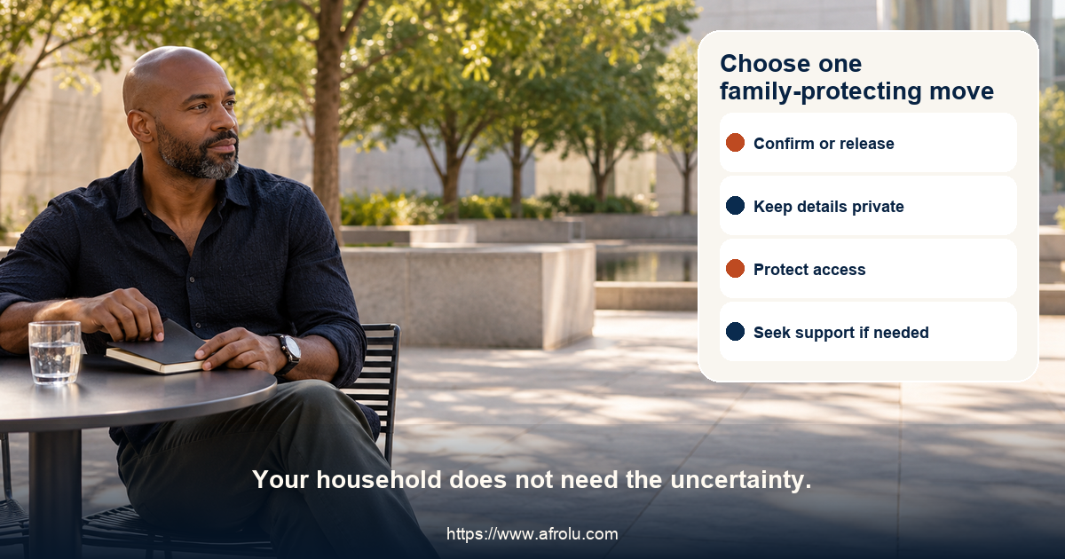 Equal-choice action board for casual ghosting offers confirm a plan, release time, choose public transport, keep family details private, decline money, end contact and seek support