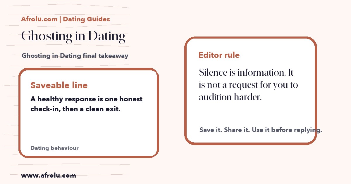 Hand-drawn takeaway card for Ghosting in Dating