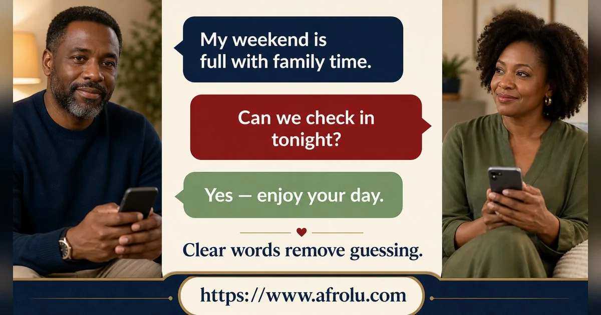 How Often Should You Text When Dating? Build a Rhythm, Not a Quota for Parents Returning To Dating: Safety-first in Weekend-First Dating: Afrolu conversation example