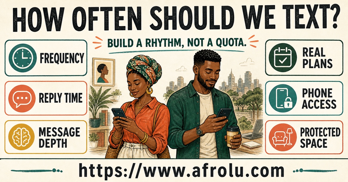How often to text when dating guide showing six parts of a healthy texting rhythm instead of a message quota