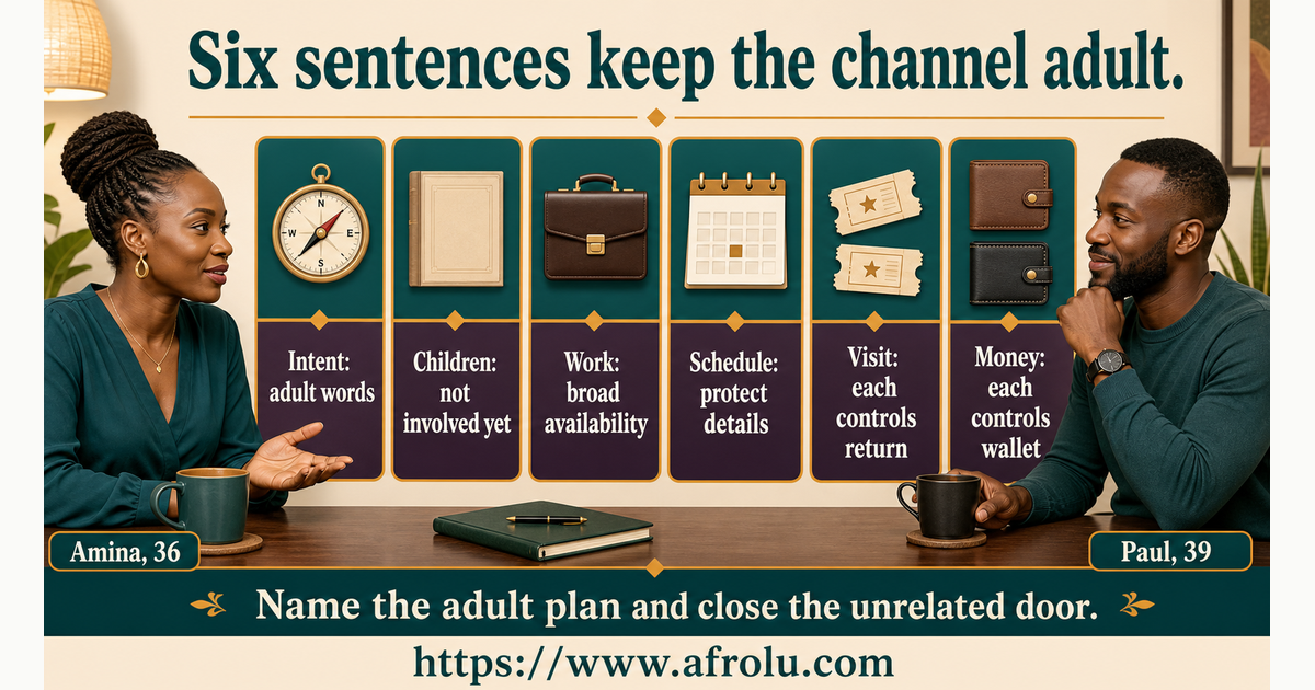 Six clear scripts for adult intent, child privacy, work boundaries, scheduling, visits and money in parent long-distance dating