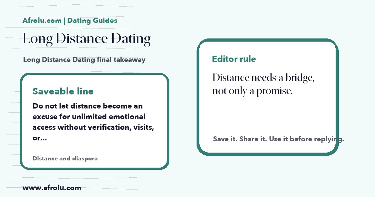 Hand-drawn takeaway card for Long Distance Dating