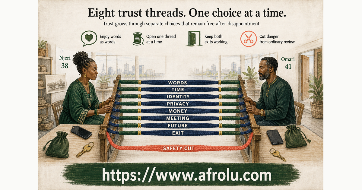 Njeri and Omari holding separate ends of an eight-thread low-pressure trust weave in Nairobi