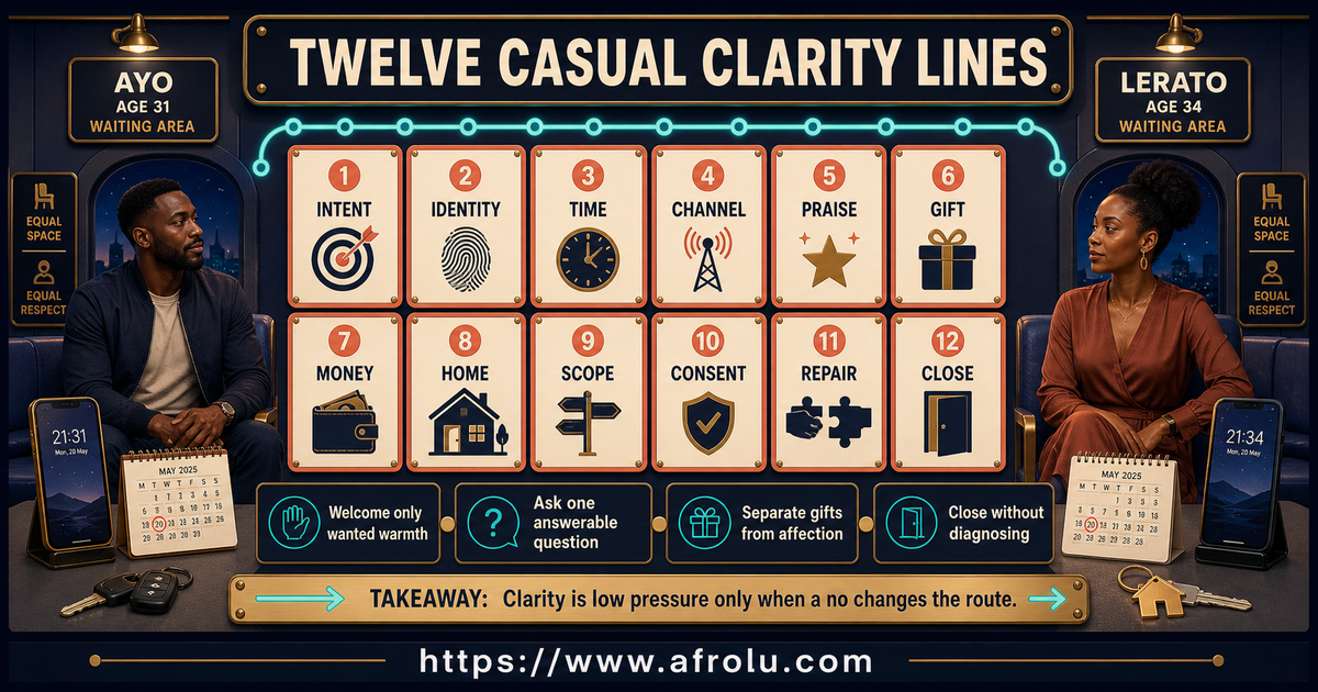 Twelve casual dating clarity lines for early intensity identity pace praise gifts money scope consent and closure
