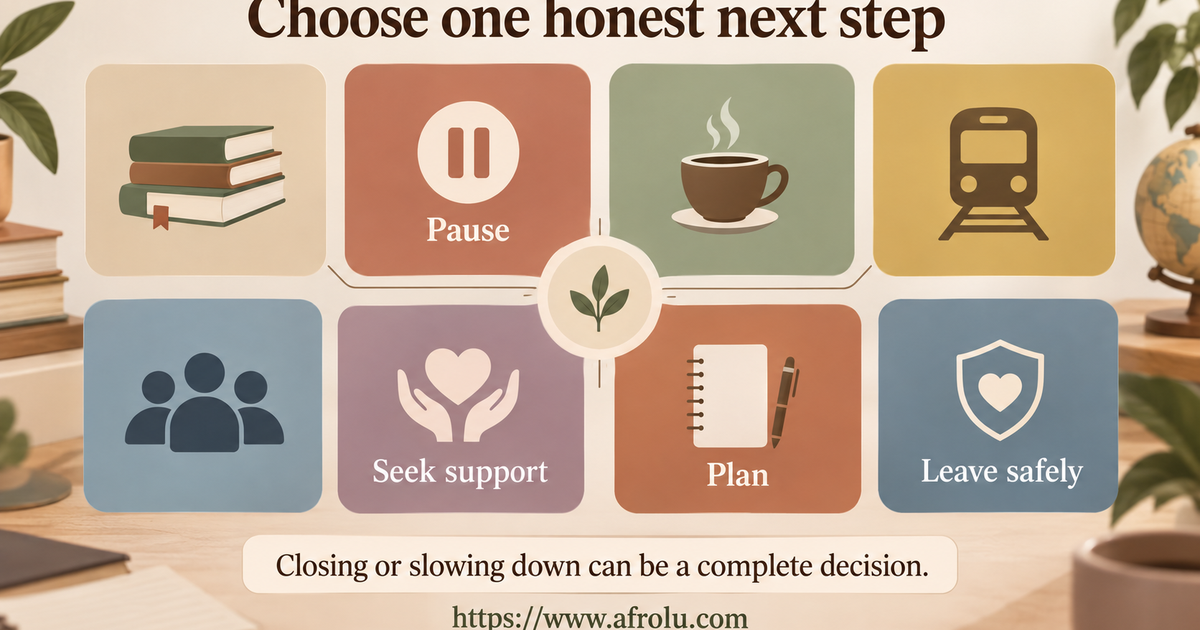 Eight equal-choice board for pausing messages, keeping a short public date, seeing friends, reporting pressure, studying, seeking support, closing a chat or travelling home