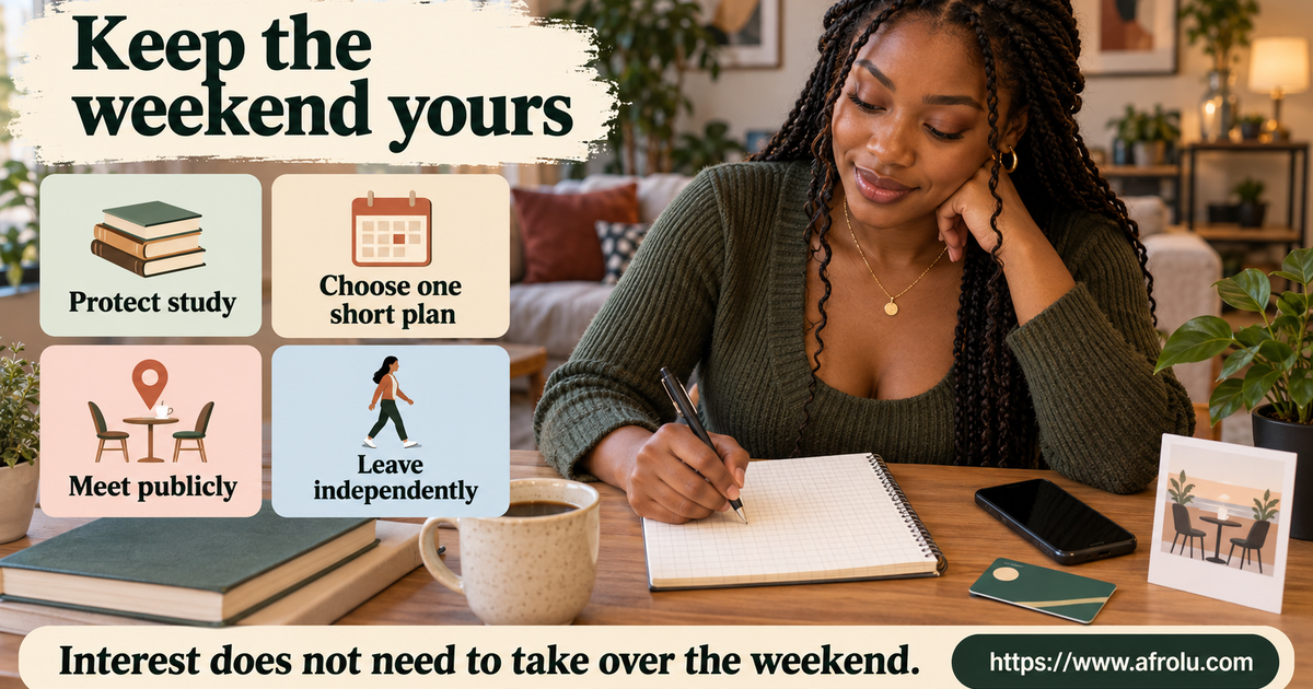 Adult student choosing a short public Saturday coffee around study, shift work, friends, rest and an independent journey home