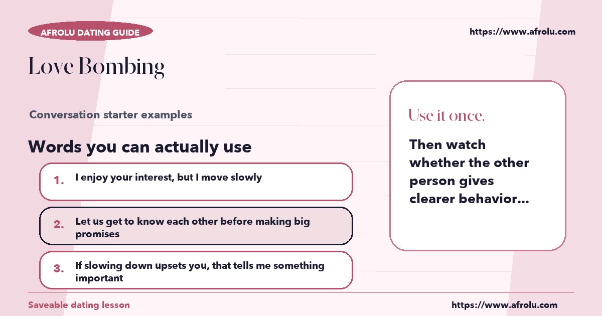 Hands-on sample messages for love bombing