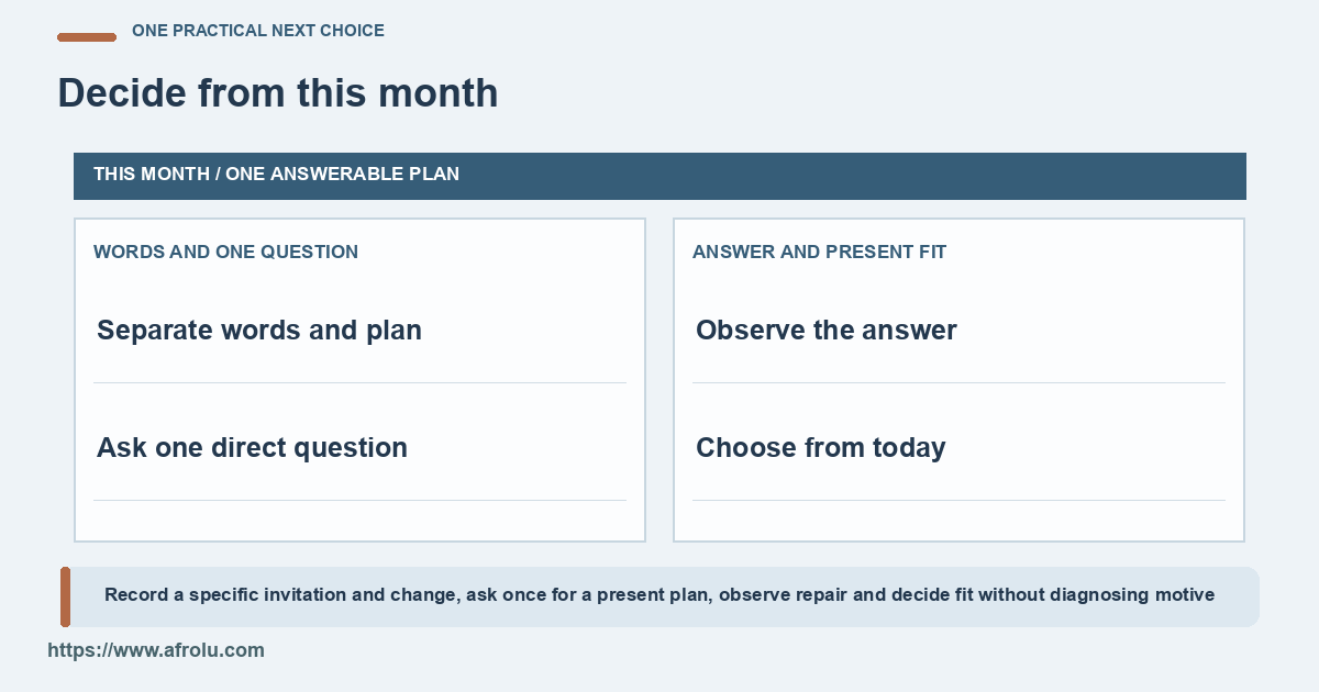 The reader moves from the month's real plan to a mutual or separate path.