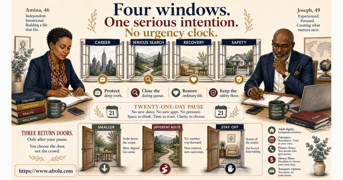 Amina and Joseph using four windows to protect career serious dating recovery and safety