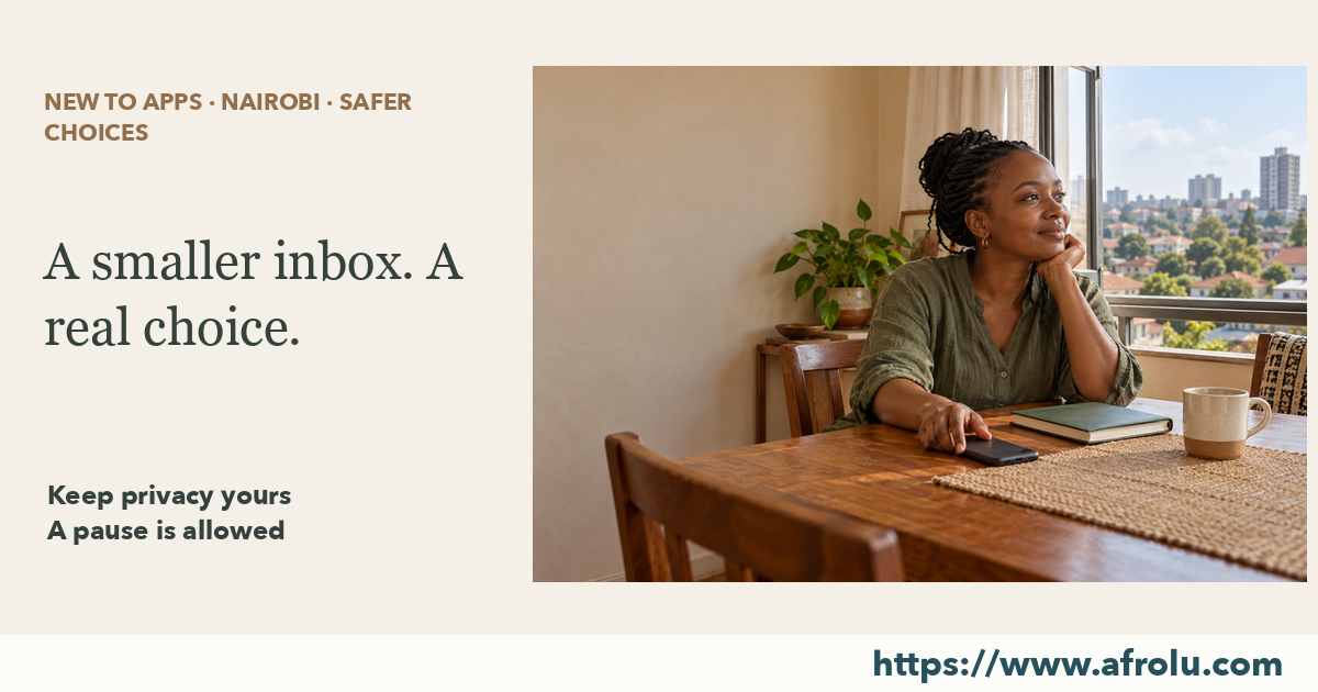 An adult sets a phone face down beside a notebook at a sunlit apartment table.