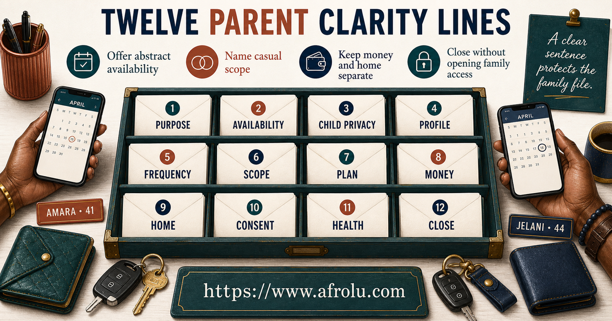 Twelve parent casual dating clarity lines for availability child privacy scope plans money consent health and closure