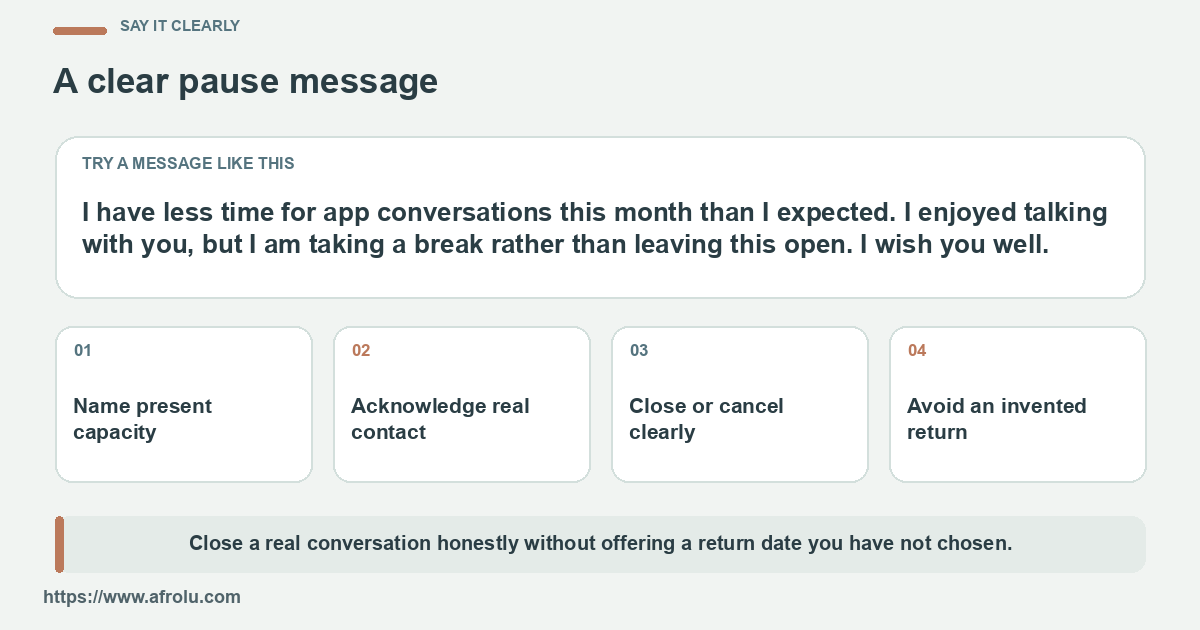 Sample message closes a promising chat when present work capacity is too low.