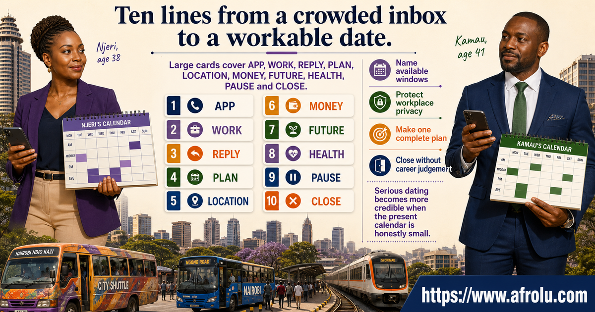 Ten scripts for Nairobi professionals to discuss app availability serious intent work privacy dates money consent and closure