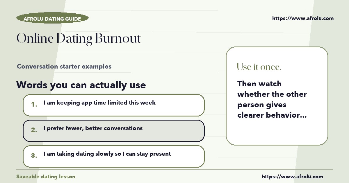Hands-on sample messages for online dating burnout