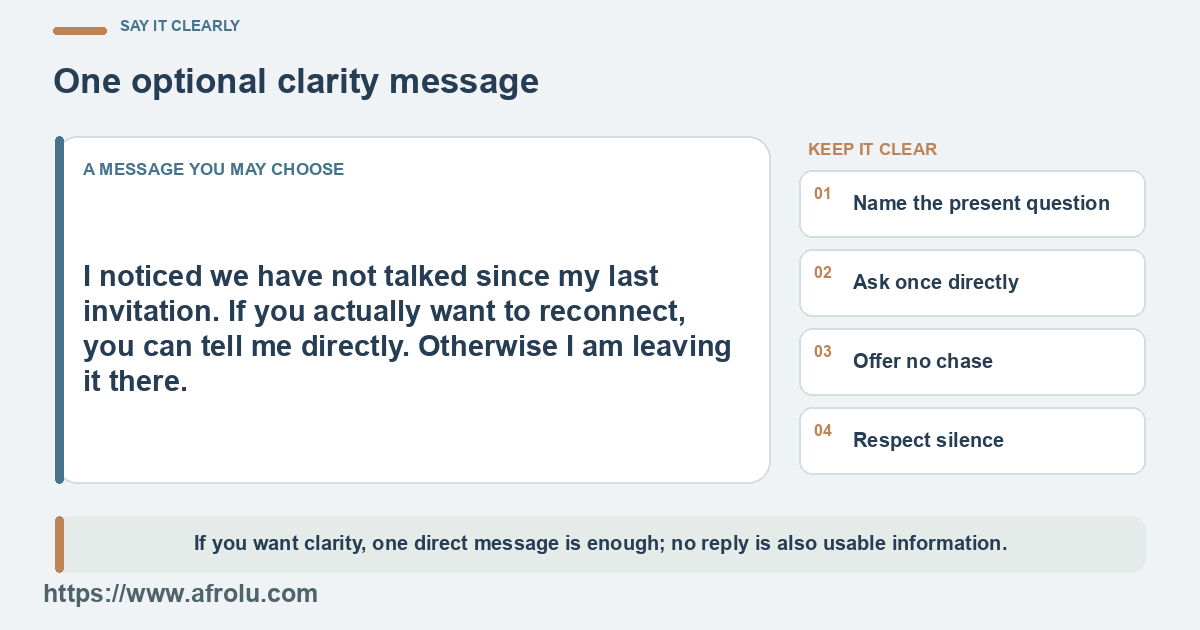 An optional one-time message asks whether the old date actually wants a conversation.