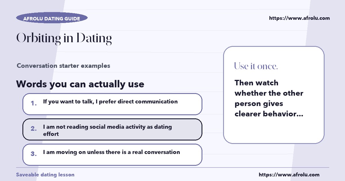 Hands-on sample messages for orbiting in dating