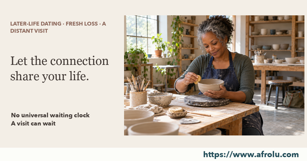 A mature adult smooths a clay bowl in a bright ceramics studio, with a canvas bag under a distant stool.