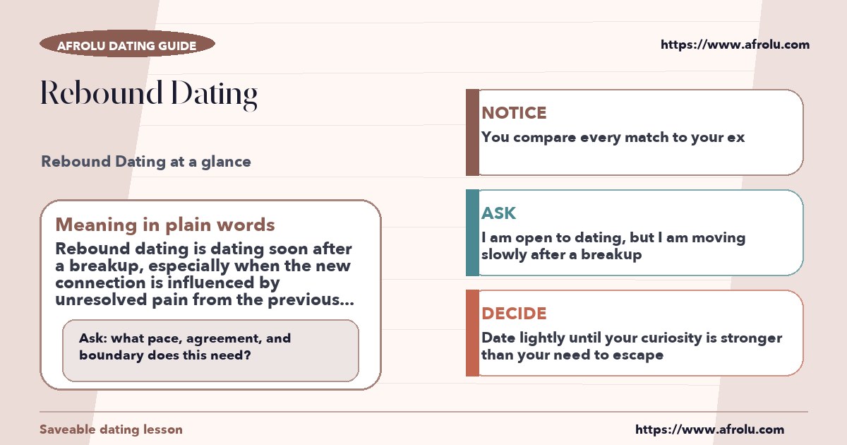 Afrolu educational guide cover showing what "rebound dating" means