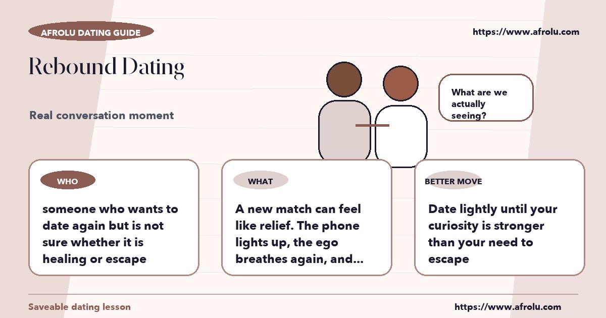 Someone who wants to date again but is not sure whether it is healing or escape recognizing the moment in real life