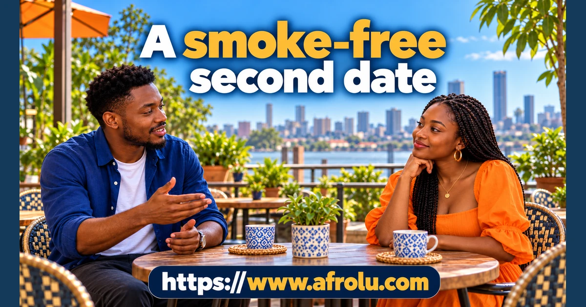 Two adults discuss plans at an outdoor café.