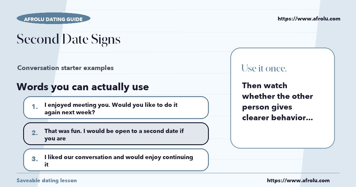 Hands-on sample messages for second date signs