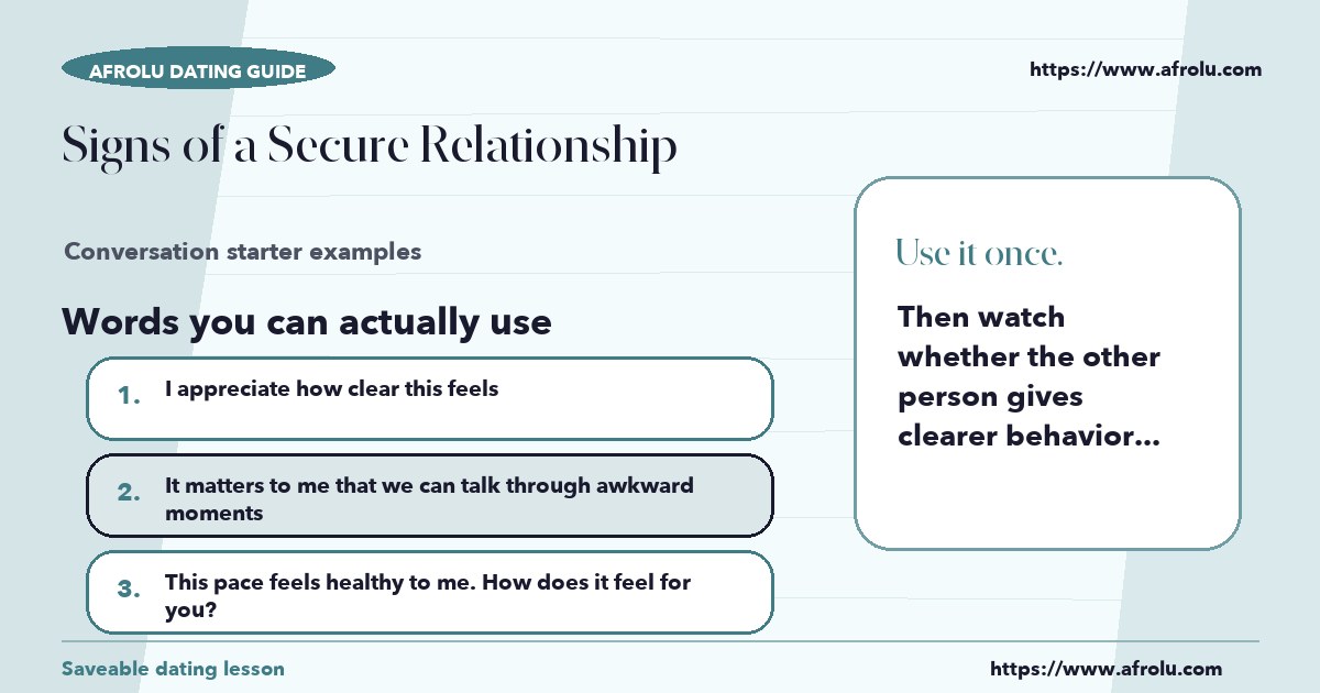 Hands-on sample messages for signs of a secure relationship
