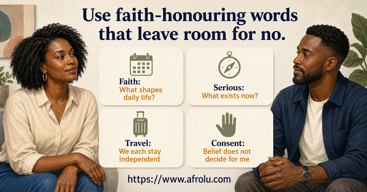 Four readable conversation scripts for faith practice, serious intent, long-distance visits and personal consent