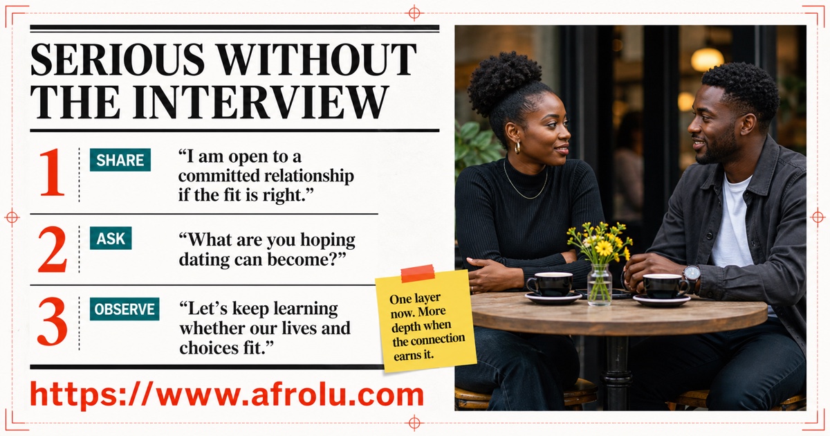 Three-step serious dating conversation using share ask and observe instead of an interview