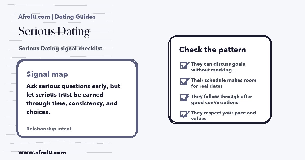 Hand-drawn checklist for Serious Dating dating signals