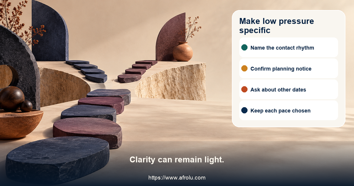 Ink-blue and plum stepping slabs form a flexible path with an open branching point, without maps, travel markers, or cultural shorthand.