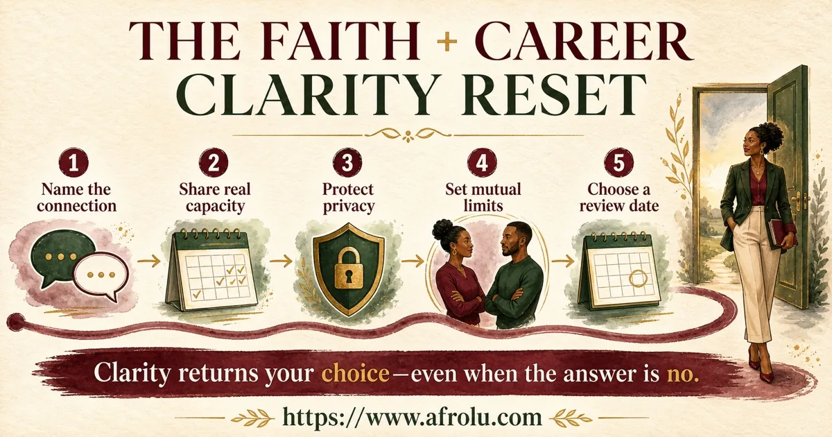 Five steps help a working adult name the connection, share capacity, protect privacy, set mutual limits, and choose a review date.