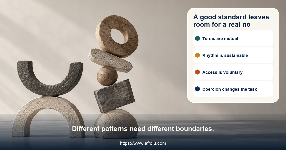 Two contrasting abstract arrangements: a balanced pair of open forms beside a crowded unstable stack reaching toward a closed circle, in a neutral gallery setting.