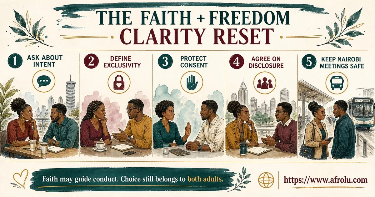 Five steps ask about intent, define exclusivity, protect consent, agree on disclosure, and keep Nairobi meetings safe.