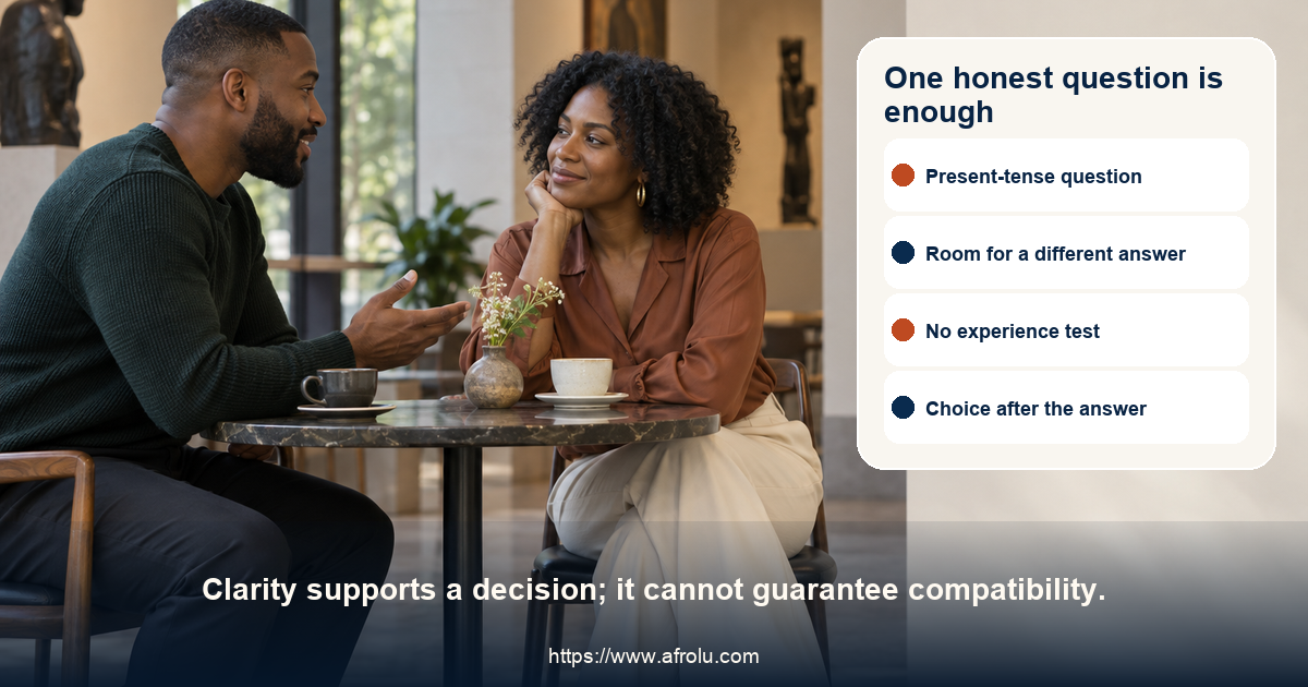 Two clearly adult people share an attentive conversation at a public gallery café, with equal framing and no age or experience cues.