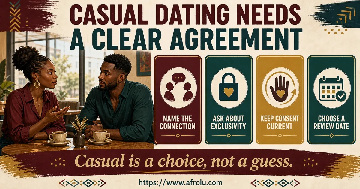 Four cards help new daters name a casual connection, exclusivity, consent and a review date.